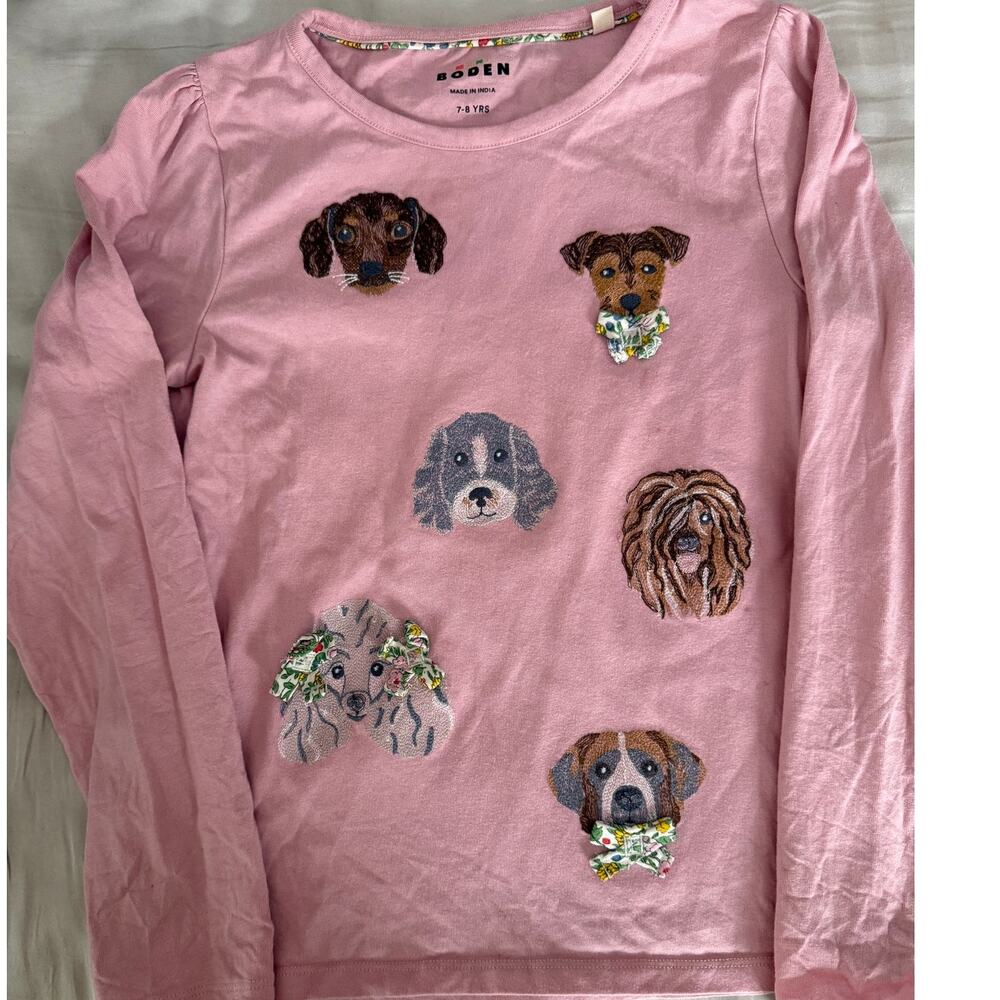 Mini Boden pink dog shirt size 7/8